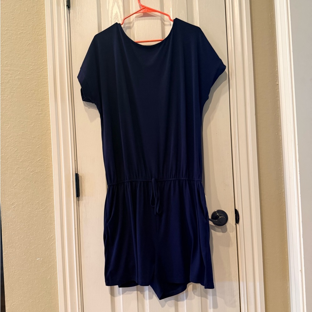 Navy Blue Short Sleeve Romper